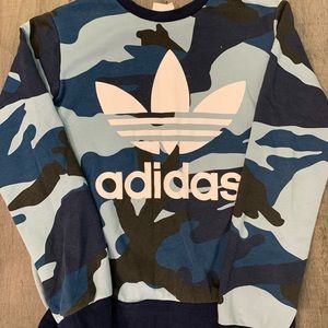 Adidas Kids Unisex Blue Camo Crewneck